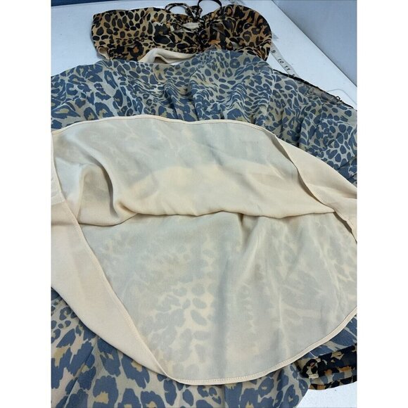 Revolve LPA cut out Cheetah print Ruffled sleeveless Sexy mini dress halter MED - Picture 7 of 11